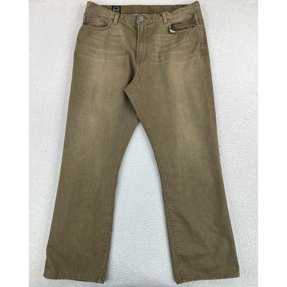 Lucky Brand Bootleg Jeans Mens 40x32 Brown Bootcut 100% Cotton Denim Made In USA